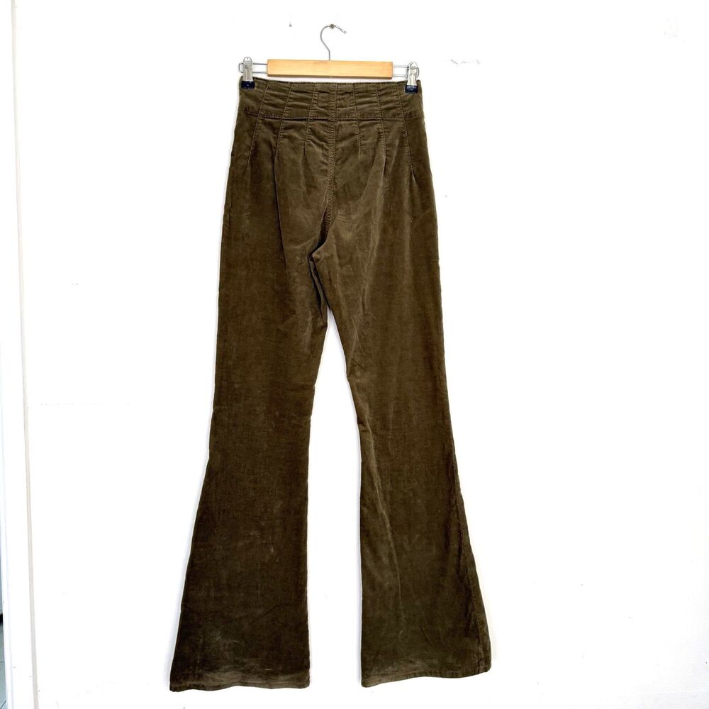 We The Free Green Jayde Corduroy Flare Jeans Women Size 27 Boho Chic Festival - Picture 3 of 8